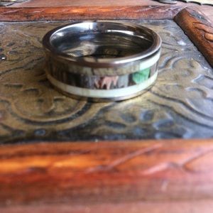 Men’s titanium  antler/camo/resin inlay band